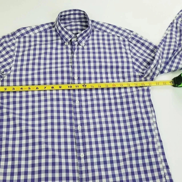 J Crew Medium Lightweight Button Down Purple White Check Mens Long Sleeve Cotton - Picture 2 of 7